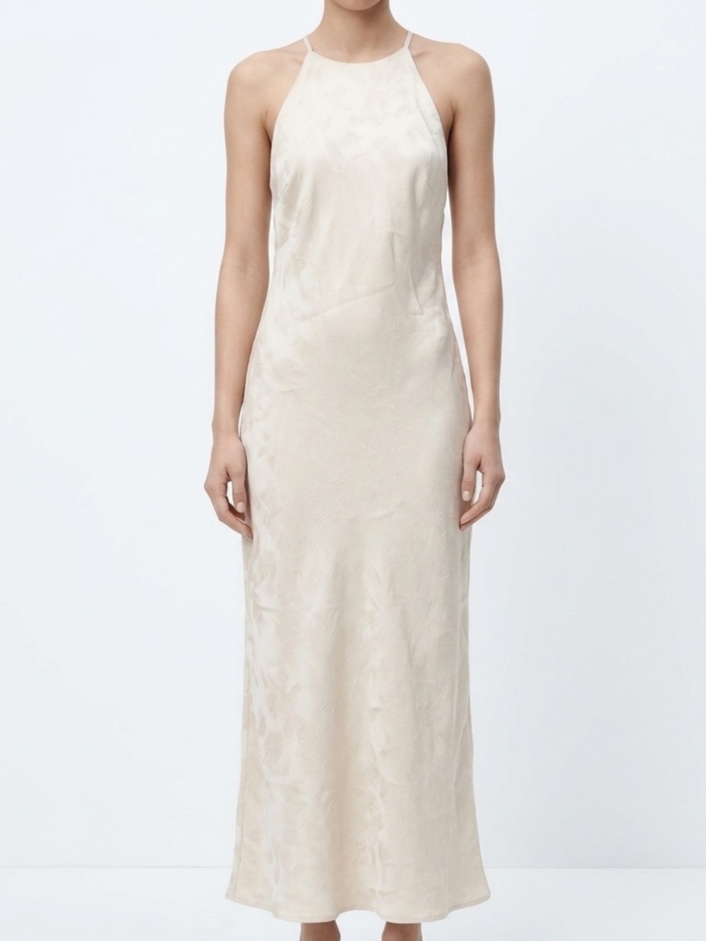 New Zara Satin Halter Midi Dress M